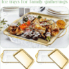 Title：2 Sets Disposable/Reusable Party Plates + Square Ice Bowls + Fresh-Keeping Trays | Stackable & Leak-Proof | For Birthday Parties, BBQs, Outdoor Picnics | Ideal for Christmas, New Year’s Eve, Summer Gatherings - Image 4