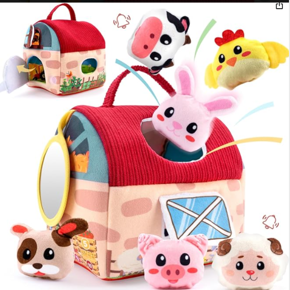 Baby Sensory Plush Toys - Soft Rattle & Crinkle Textures | Stimulate Sight, Touch for 0-12 Months Infants