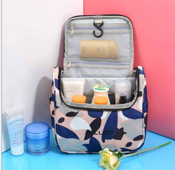 Portable Travel Toiletry & Makeup Bag - Water-Resistant Fabric | Spacious Pockets for Cosmetics, Toiletries
