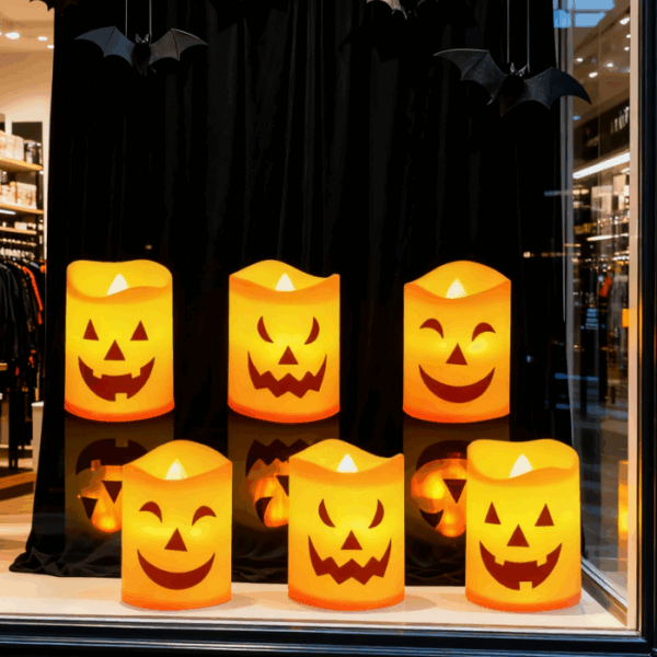 (6-Piece Set) Halloween Flameless Electronic Candles | 3D Flickering Flame, Remote & Timer | Spooky Atmosphere Decor