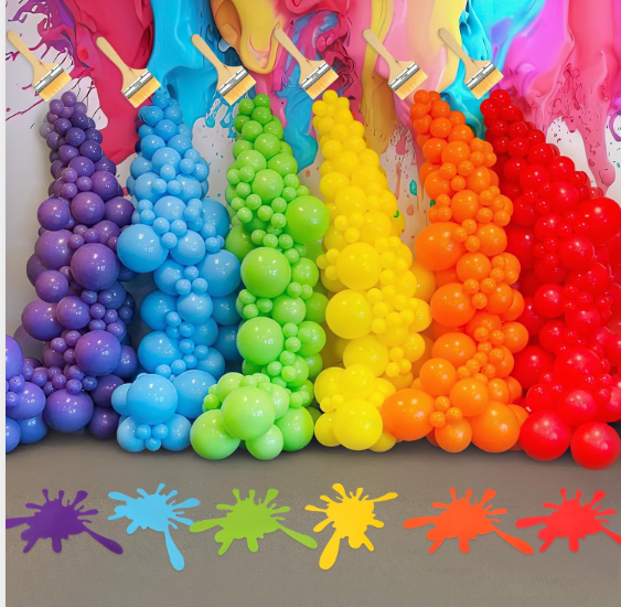 Art Painting Party Decoration Balloon Set | Paint Splatter & Palette Foil | Photo Backdrop for Birthday/Art Events