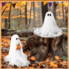2-Piece Cute Halloween Ghost Decorations | Light-Up, Battery-Powered | Indoor/Outdoor Haunted Vibe - Image 3