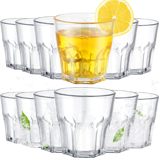 Acrylic Glass Cup Set | Shatterproof, BPA-Free | Crystal-Clear for Indoor/Outdoor