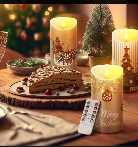 3-Piece Christmas Flameless Candle Set | Flickering LED, Timer | Festive Gift & Decor