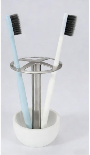 Toothbrush holder stand for razors, bathroom vanity countertop, stainless steel toothbrush bathroom organizer (white)