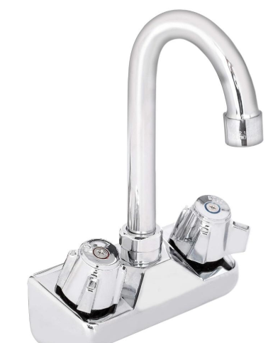 DuraSteel Commercial Hand Sink Faucet - Kitchen 4-Inch Center Wall Mount Sink Faucet Small Sink - 3-1/2 Inch Gooseneck Spout Knob Handle - 2-Hole Wet Bar Faucet Laundry Tub Restaurant Utility Room