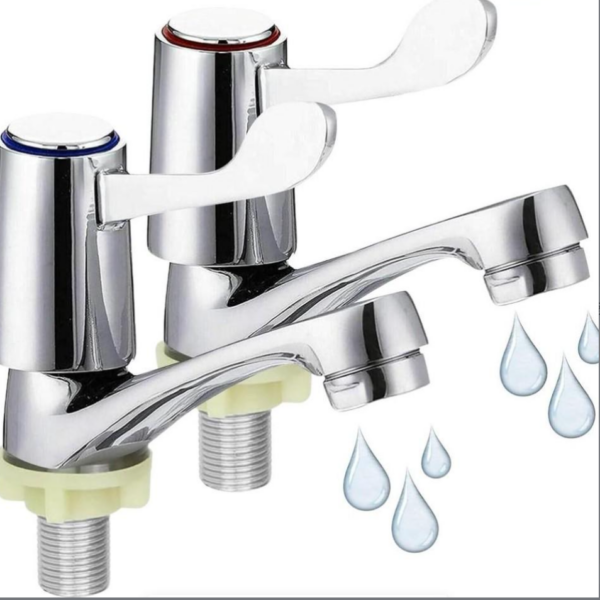 Modern Chrome Waterfall Faucet Set, 2-Piece Bathroom Sink Mixer Tap, Cold Hot Water Control, 1/4 Turn Design, Suitable for Bathroom & Kitchen