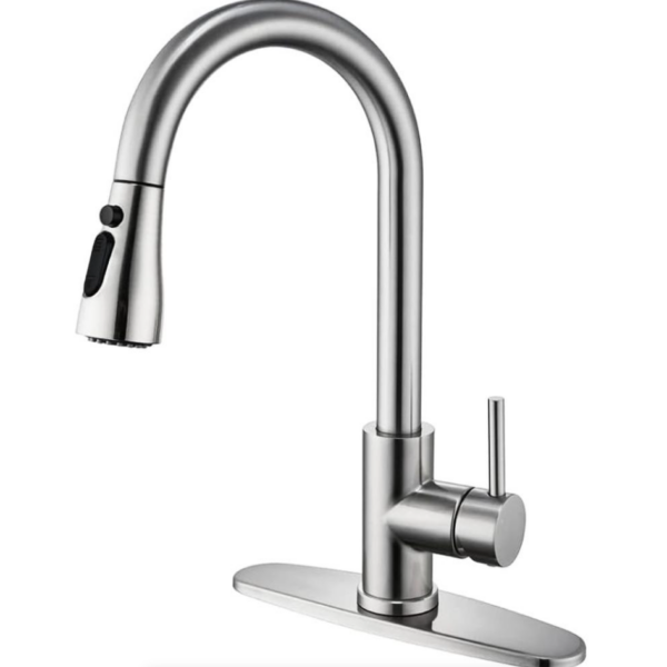 Kitchen Faucet with Pull Down Sprayer Multitask Mode Single Handle High Arc Pull Out Kitchen Sink Faucet Offers Efficient Cleaning for RV (Silver)