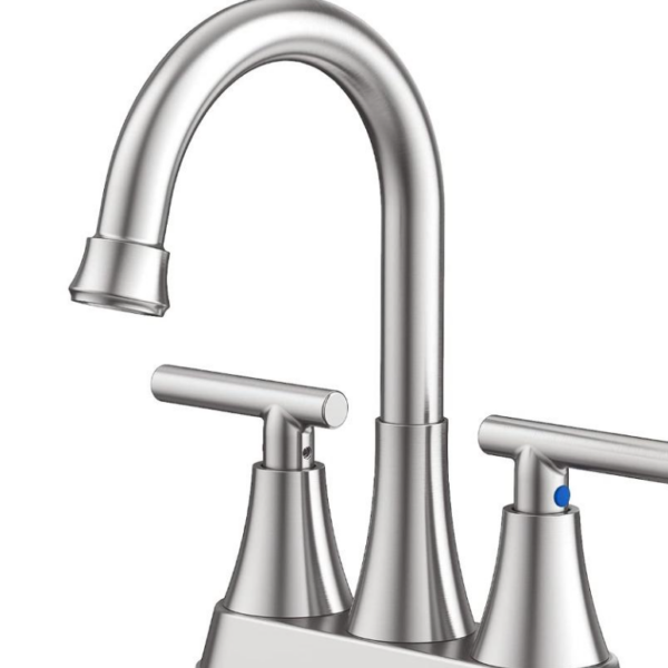 Bathroom Faucets for Sink 3 Hole, Hurran 4 inch Brushed Nickel Bathroom Sink Faucet with Pop-up Drain and Supply Lines, Stainless Steel Centerset Faucets for Sink Vanity RV