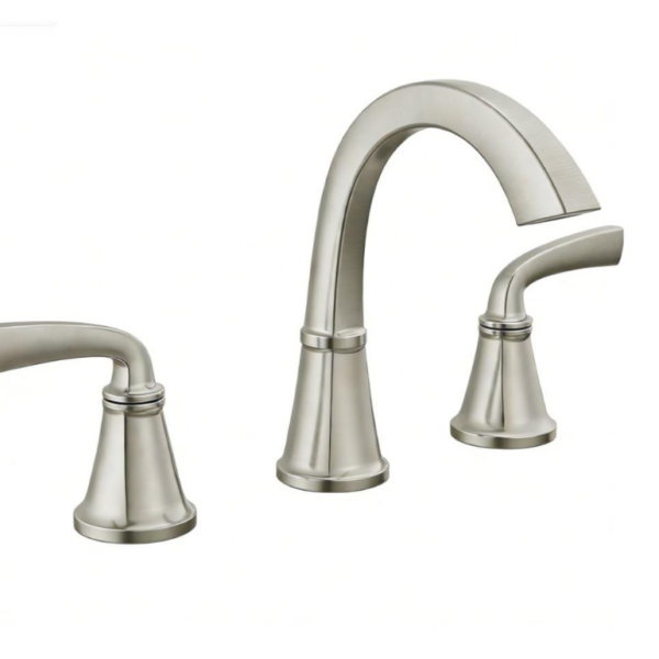 Delta Geist Brushed Nickel Bathroom Faucet 3 Hole, 8 Inch Widespread Bathroom Sink Faucet for Vanity, Push-Pop Drain Assembly, SpotShield Brushed Nickel 35864LF-SP